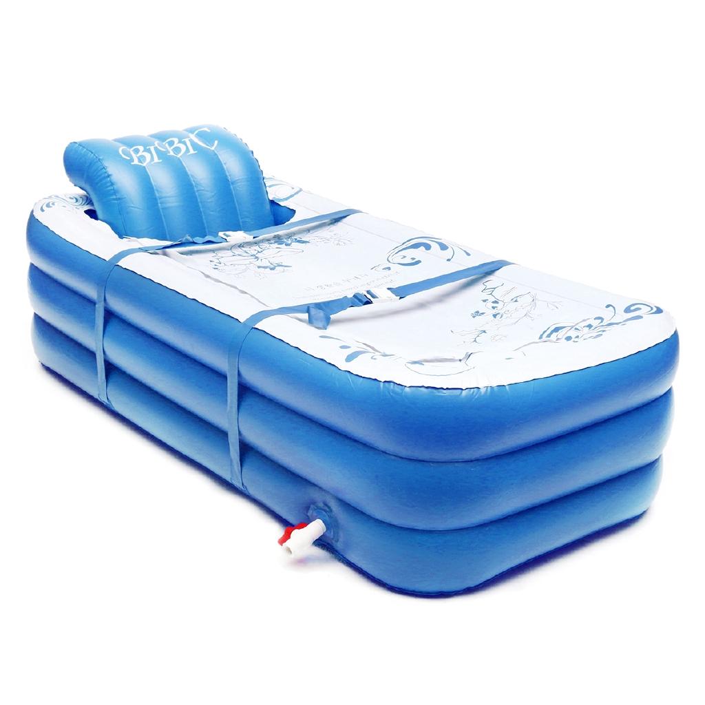 Neu Blau Große Größe Aufblasbare Badewanne SPA PVC Faltbar Tragbar Für Erwachsene Mit Luftpumpe Haushalt Aufblasbare Wanne