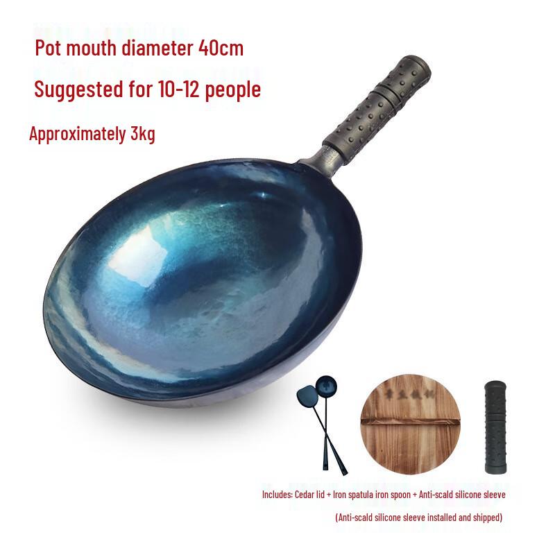 Traditional Hand-Forged Cast Iron Wok