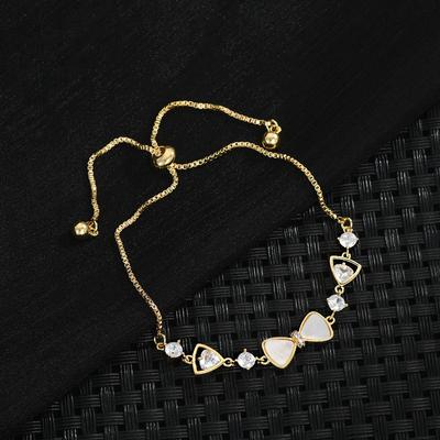 Women's Bracelet Zircon Elegant Temperament Adjustable Bracelet High-end Shell Bow Shape Bracelet Girl Party Birthday Jewelry Gift