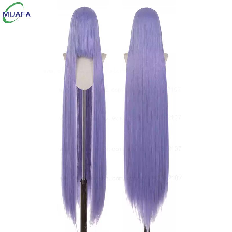 700g Alta Qualità 59" 150cm Lunga Dritta Parrucca Cosplay Con Frangia Biondo Marrone Rosso Verde Blu Resistente al Calore Colori Capelli Parrucche Anime