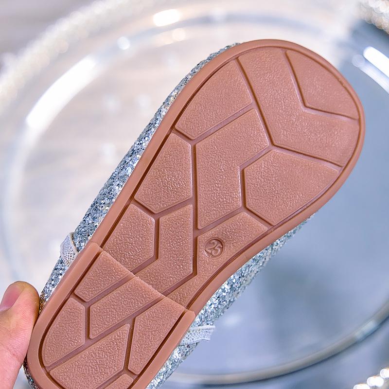 Girls' Crystal Princess Ballet Flats: Shiny Sequin Soft-Sole Closed-Toe Shoes for Spring/Autumn 2025