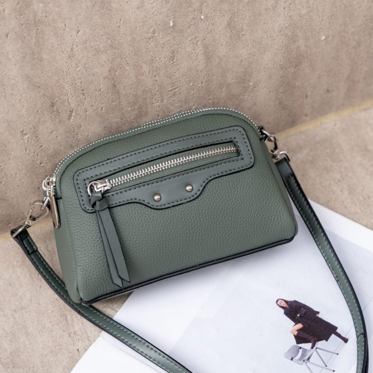 

One Shoulder Messenger Bag Multi-compartment Women s Small Bag Soft Leather чорний