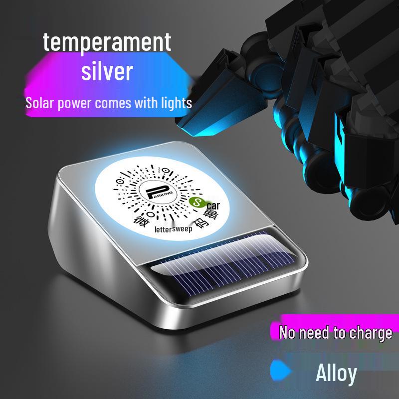 Velká slitinová dočasná parkovací karta s ukrytým QR kódem pro skenování WeChat a zobrazení telefonního čísla