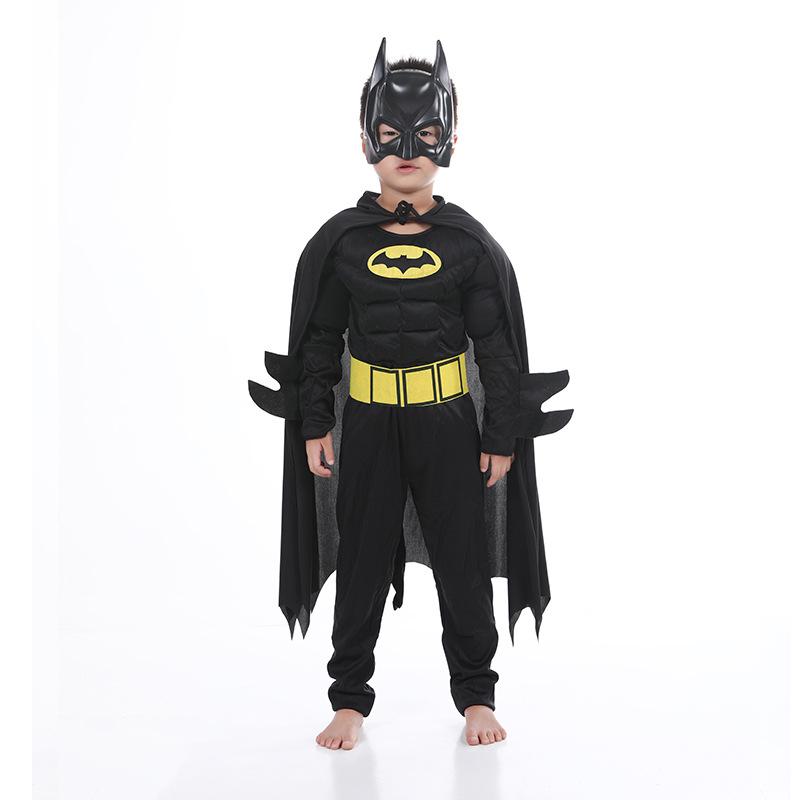 Kids' Batman Vampire Muscle Costume for Halloween Parties - Luminous Black Bat Design for Stage Performances