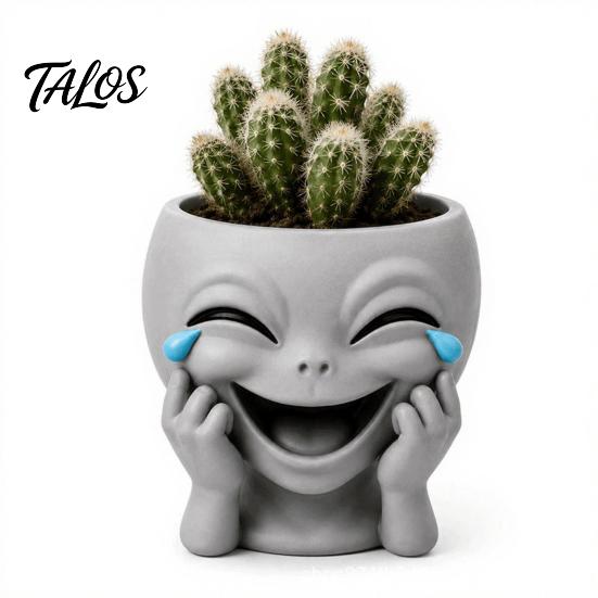 Cute Alien Planter Funny Face Planter, 3D Printed Novelty Plant Pot, Gray Head for Succulents Cacti Home Table Shelf Decoration Office Desk