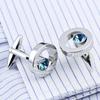 French Shirt Cufflinks Men's and Women's Business Banquet Wedding Speech Gifts Simple High Grade Metal Blue Cuff Links