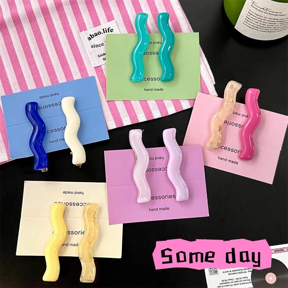 2pcs/set Candy Color Wave Hair Clips Hairpin Korean Translucent Acrylic Wave Barrettes Y2K Irregular Girls Side Clip Makeup Tool