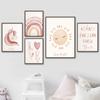 Boho Regenbogen Aquarell Liebe Kindergarten Poster und Drucke Einhorn Wand Kunst Leinwand Malerei Wandbilder Baby Mädchen Zimmer Home Decor