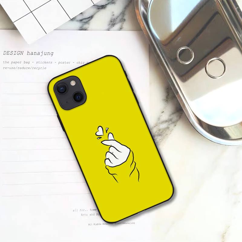 Love On the Finger Kpop Heart  Phone Case For iPhone 11 12 Mini 13 14 Pro XS Max X 8 7 6s Plus 5 SE XR Shell
