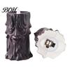 Plastic Halloween Figurine Flameless LED Candle, Spooky Face Tree Stump Pillar Atmospheric Festival Decoration Wax Drip Flickering Fake Candle
