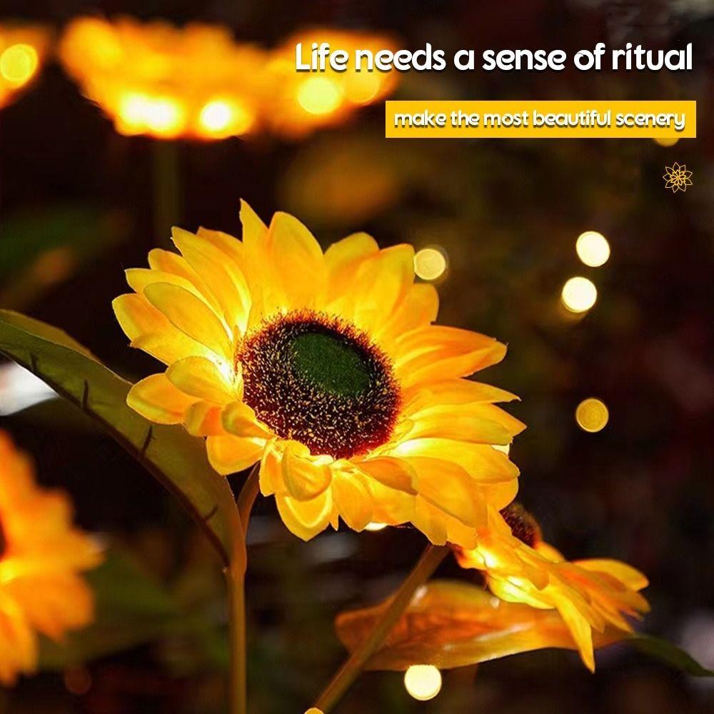 3 Heads Solar Sunflower LED Light Realistic Creative Landscape Lawn Lamp Ground Mounted Waterproof Solar Stake Light