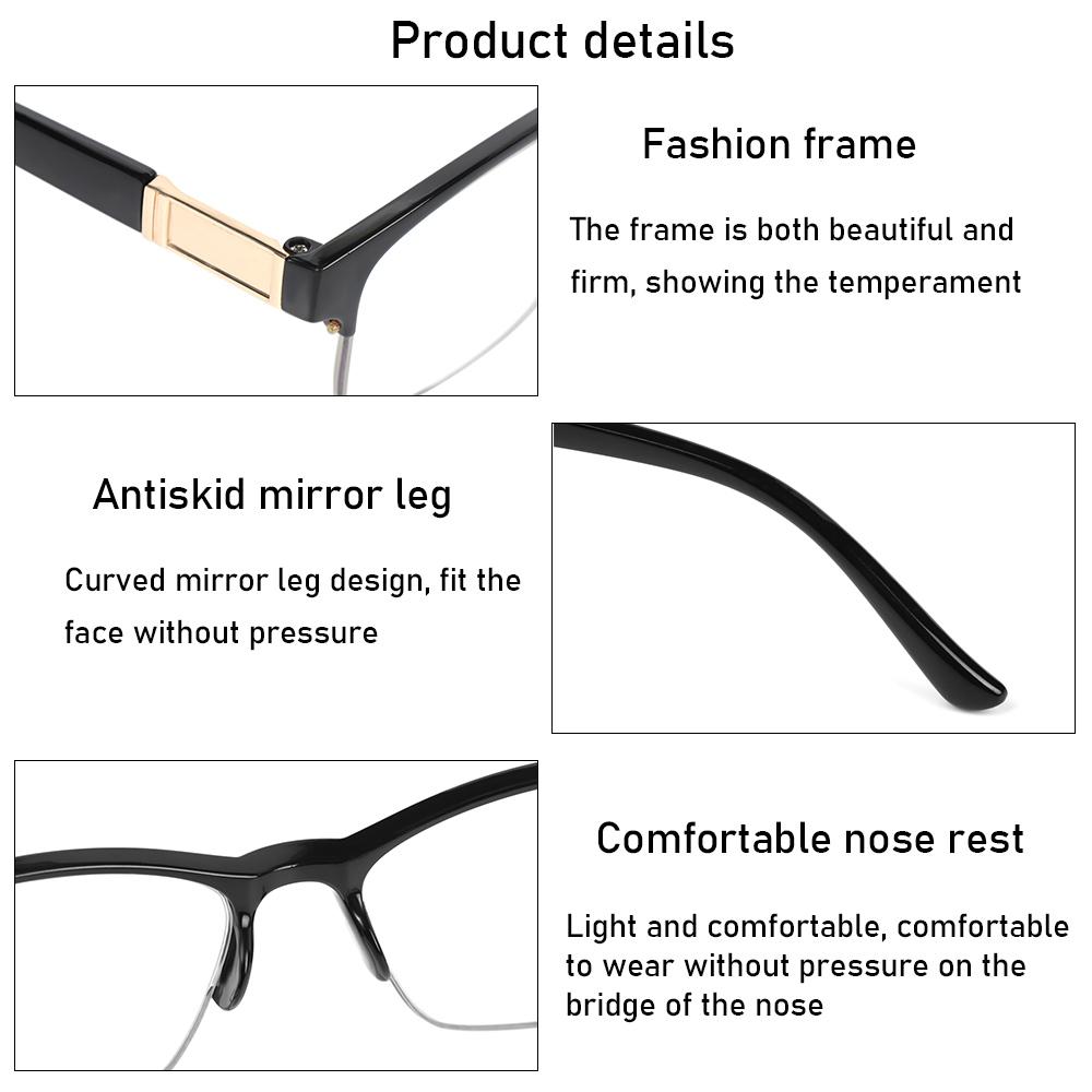 

Мужские портативные сверхлегкие очки для дальнозоркости, полукадровые очки для чтения, очки для дальнего обзора