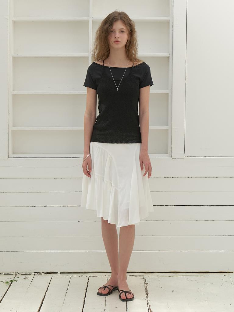 Liel Ena Chiffon Shirring Skirt (White)