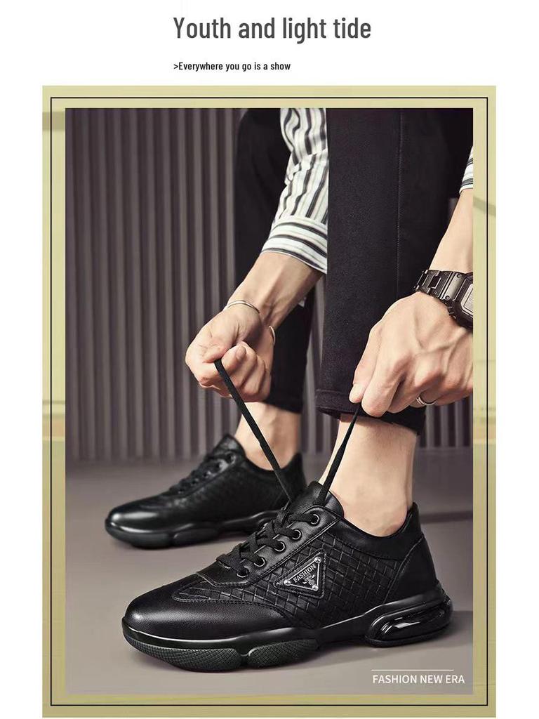 Men's Windproof Waterproof Leather Shoes: Autumn Winter Thick Sole, Comfortable, Casual, Korean Style Trend