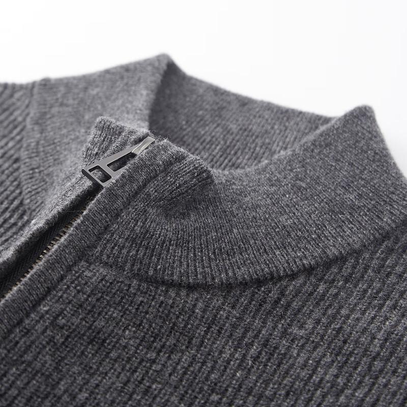 Shanshan Men's Thick Pure Wool Zipper Stand Collar Cardigan