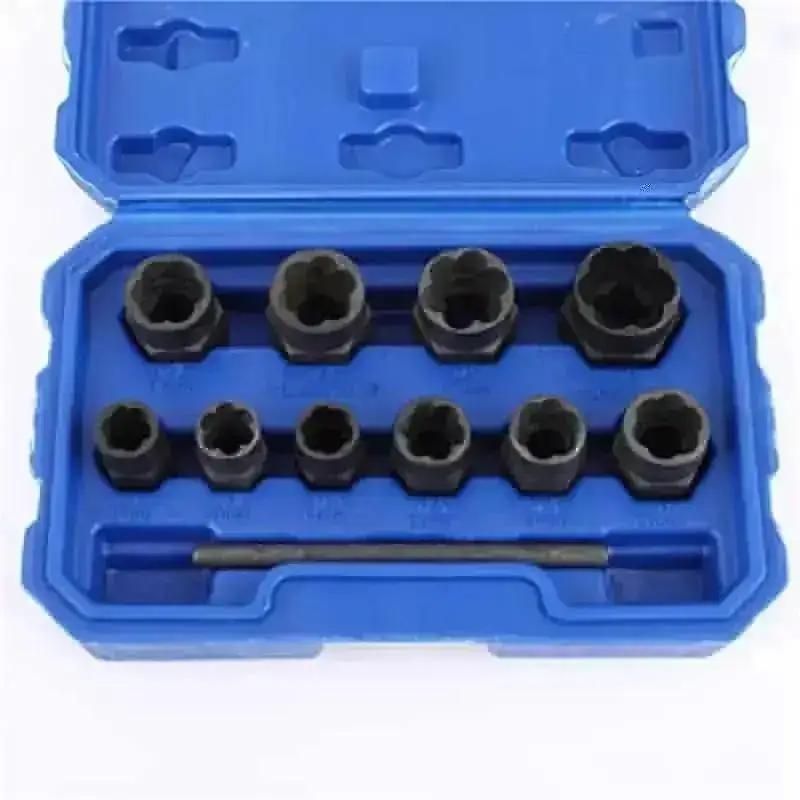 1/2” Drive Impact Bolt Nut Extractor Set, 5pcs Locking Wheel Lug Nut Remover Kit 17mm 19mm 21mm 22mm Twist Socket Tool Set Inclu