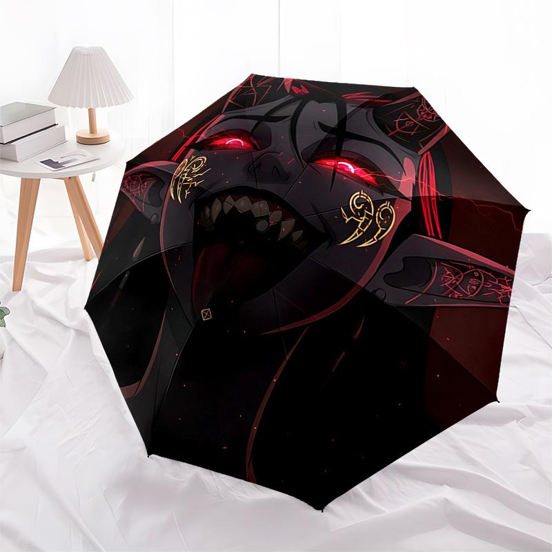 

dark Automagic Open Rain Umbrella with 3 Fold Design and Iron Frame Perfect for Fans, Travelers, and Daily Use0141b
