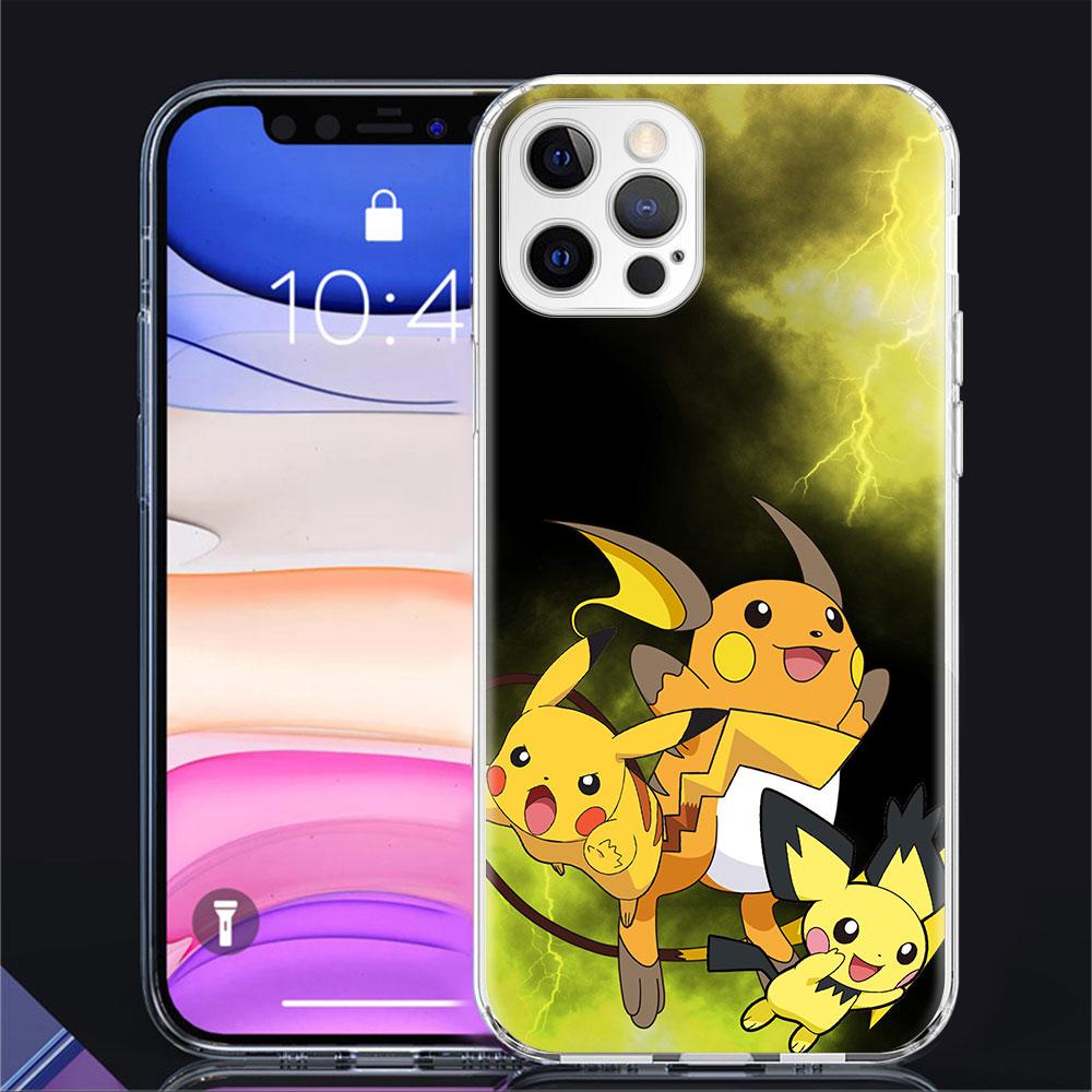 

Прозрачный чехол для Apple iPhone 11 14 13 Pro 12 7 8 Plus SE 2022 XR X XS Max 6 6S 14Pro силиконовый чехол для телефона Pokemon Cute Pikachu iPhone X XS