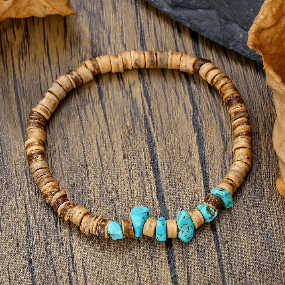 

Coconut Shell Beaded Bracelet Female Bohemian Rice Flake Turquoise Blue Gold Gravel Bracelet Bracelet