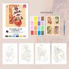 Stress Relief Watercolor Coloring Notebook Set DIY Anxiety Reduction Art Painting Kit Ideal Gift School Supplies English Books