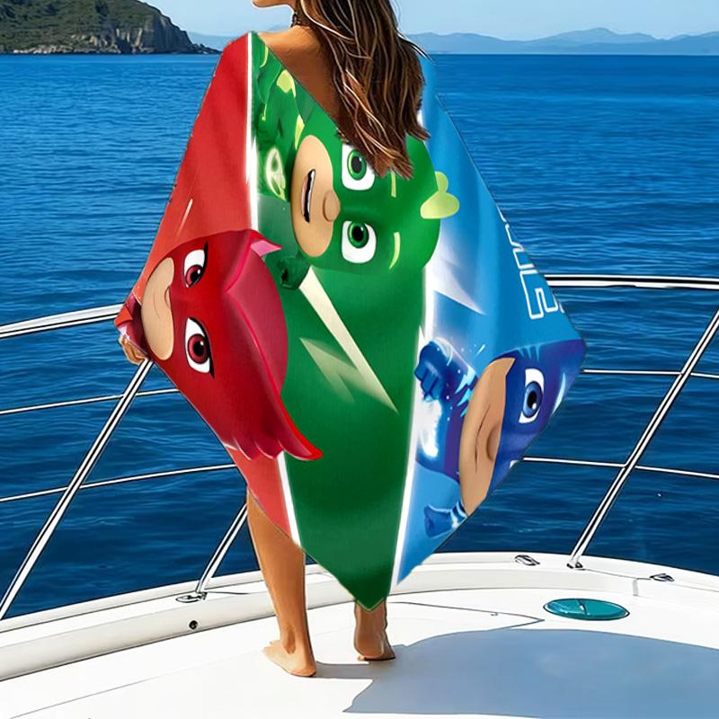1pc PJ Marks1 Beach Towel with Custom Name, Beach/Swimming/Bath/Picnic/Camping Towel, Suitable for Seaside Beaches