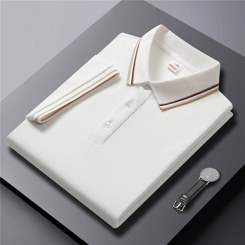   Men's Summer Striped Collar Polo Shirt Short Sleeve Business Casual Breathable