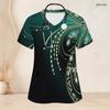 Women Plus Size Black Gold Geometric Printed Scrub Top V Neck Short Sleeve With Front Pockets
