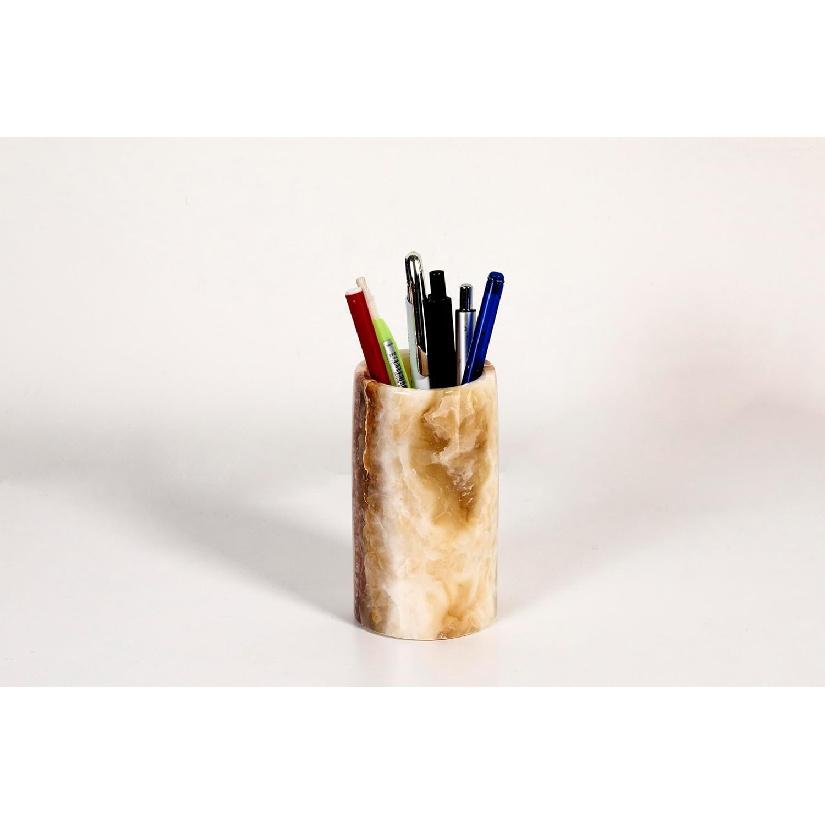 Pen Holder - Toothbrush Holder, Desk Organizer, Makeup Brush Holder, Gift for Home, Kitchen Utensil Holder, Storage Desktop, Onyx Marble, Mini Vase