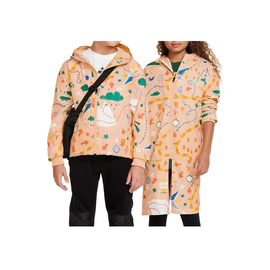 Nike All Over Print Hooded Zip Casual Jacket Kids Jackets Yellow DR6115-252