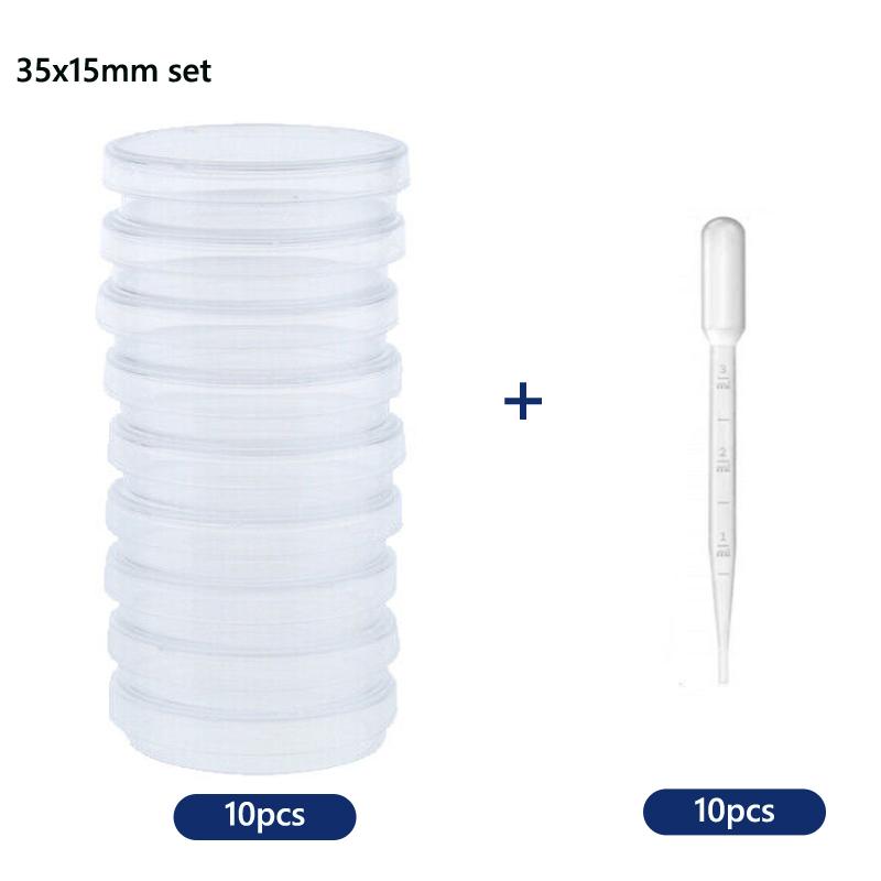 5-10pcs Plastic Petri Dishes 35-90mm Cell Culture Dish High Temp Resistant with 10 Plastic Transfer Pipettes 3ml