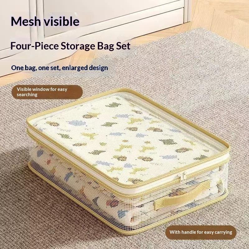 Clothing Organizer with Large Capacity Transparent Mesh Bags for Efficient Storage Solutions
