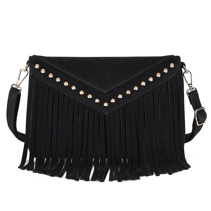 European and American Trendy Women's Bag New Tassel Bag Shoulder Bag Envelope Small Square Bag