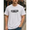 European Sizes "EAST COAST NEVER SLEEP" Trendy Print Casual Men'S T-Shirt | Short-Sleeved, Crew Neck, Medium Stretch Fabric, All-Season Wear