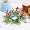 Holiday Decorative Candlestick Artificial Berries Wreath Candle Holder Rings for Christmas Table Centerpieces Ornament