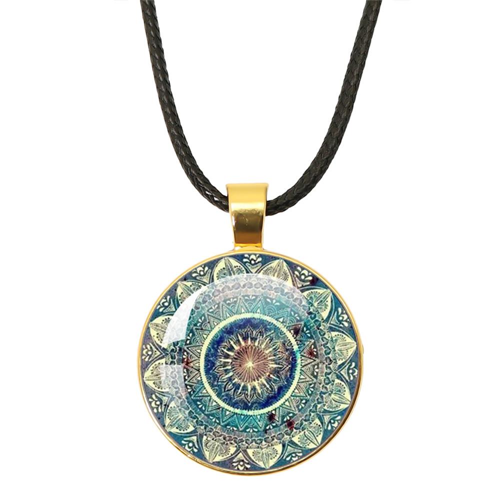 Beautiful Mandala Tree of Life Rope Chain Glass Pendant Necklaces for Women Yoga Mandala Necklaces Gift Charm Women Jewelry