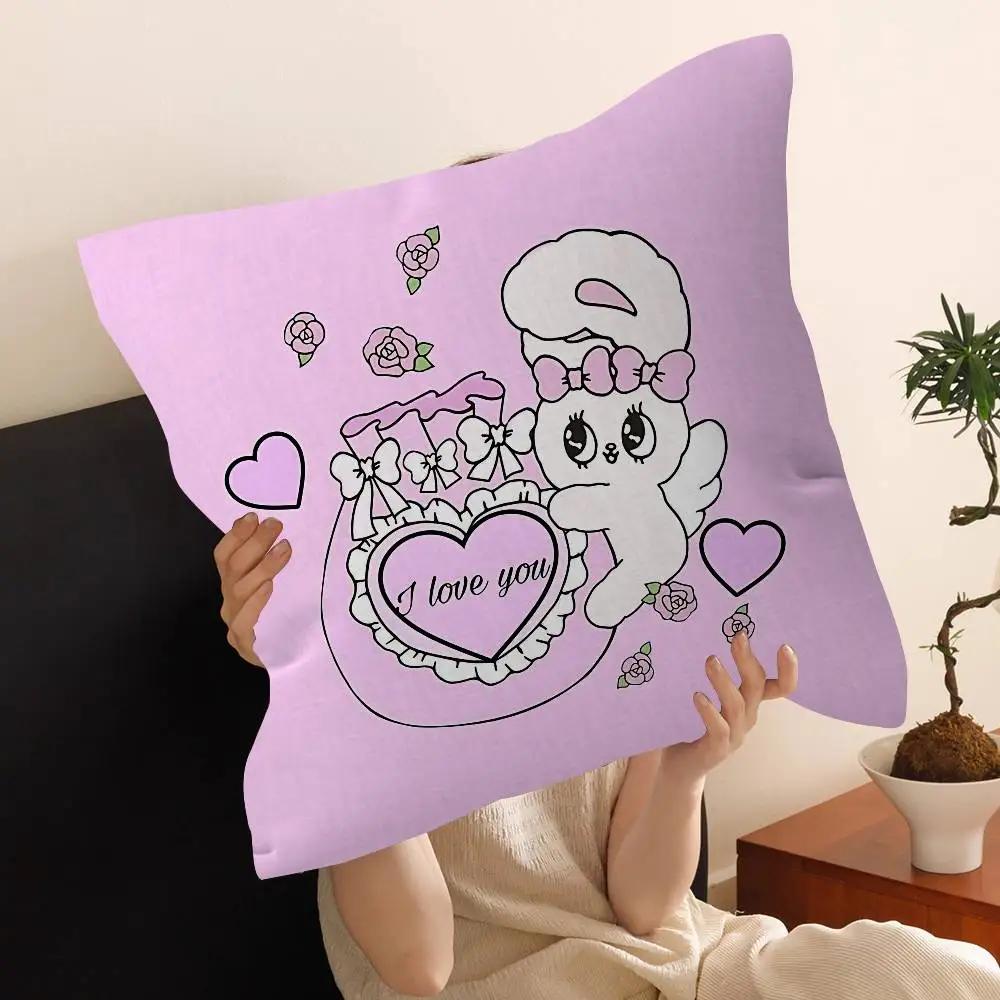 E-Esther Bunny Cartoon Cushion Cover Decorative Pillow Sofa Home Decor Case Pillow Cases