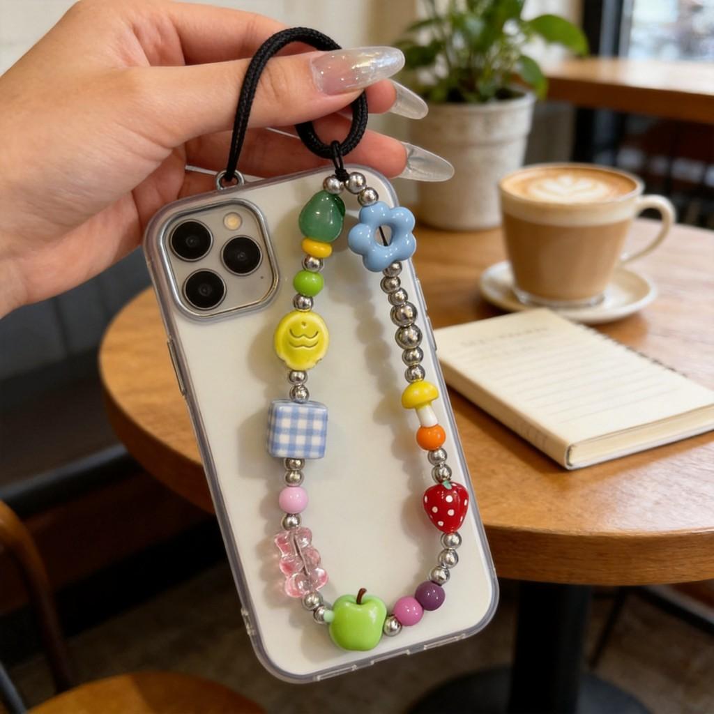 Pvc Craft Diy Beaded Phone Lanyard For Men Women With Blue Fish Design