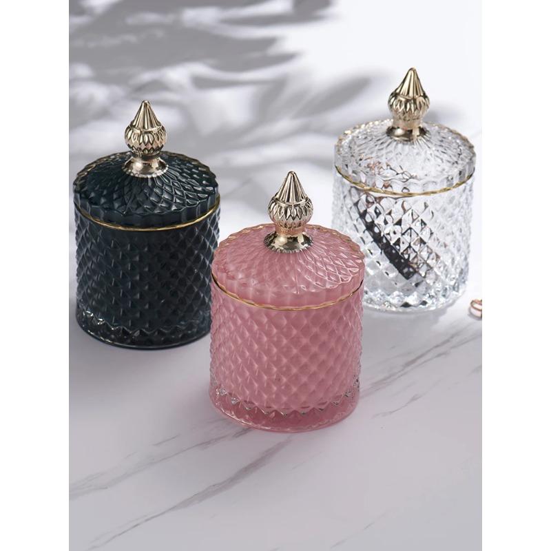 Nordic Bathroom Decoration Makeup Organizer Containers Glass Storage Box Jewelry Organizer Cotton Pad Holder Cotton Swab Holder