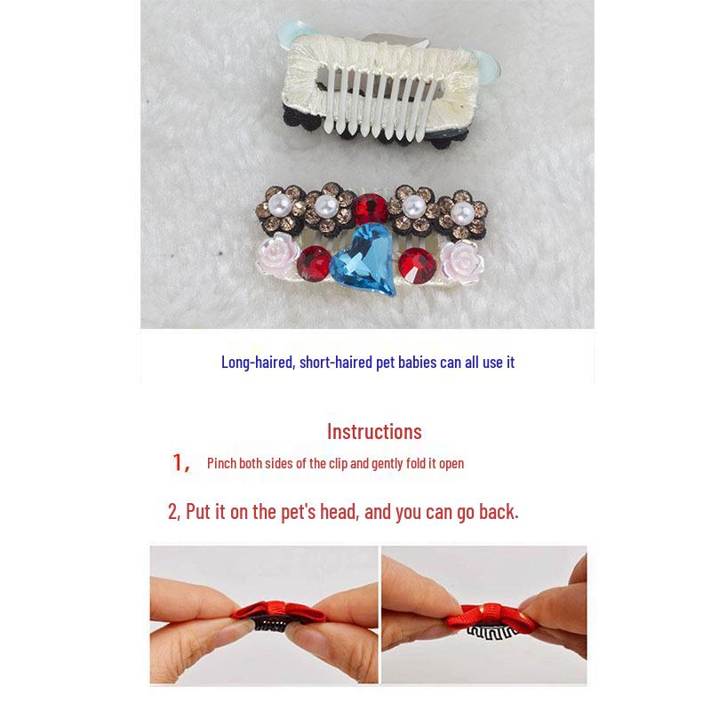 Rhinestone Hair Clip for Small Pets: Maltese, Yorkshire Terrier, Shih Tzu