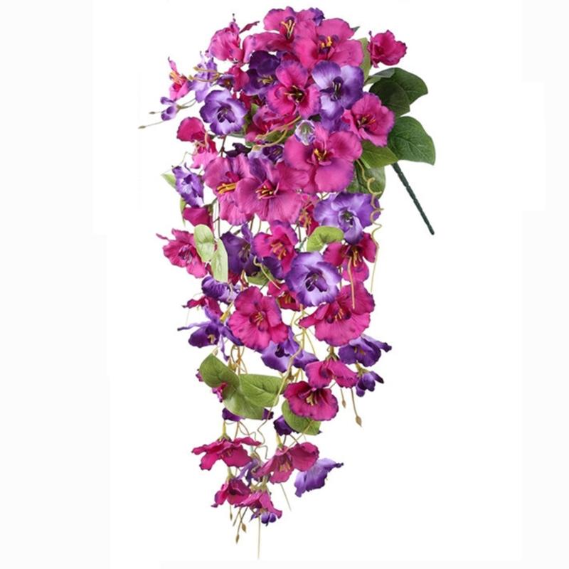 Cascading Hanging Flower Accent, Artificial Silk Wall Decoration 22.8in for Porch Window Entryway and Room Home Display