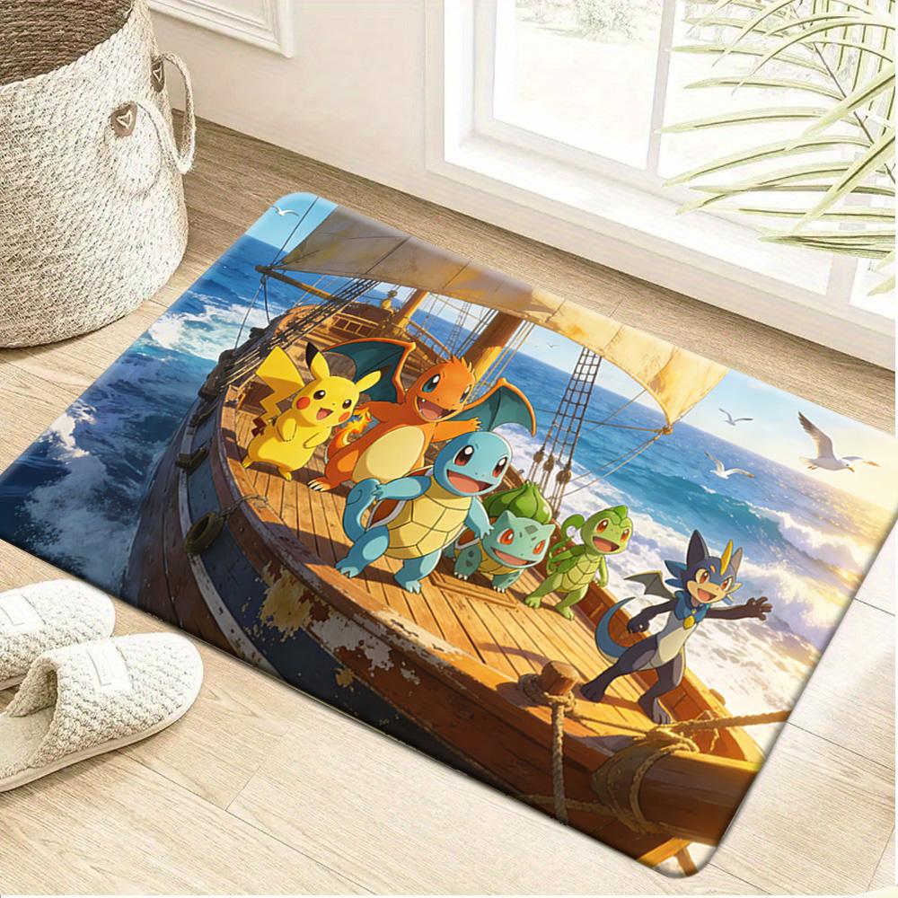 Cute Yellow Fluffy Creature with Hearts Print Doormat Non-Slip Absorbent Floor Mat for Indoor Entrance 40x60cm