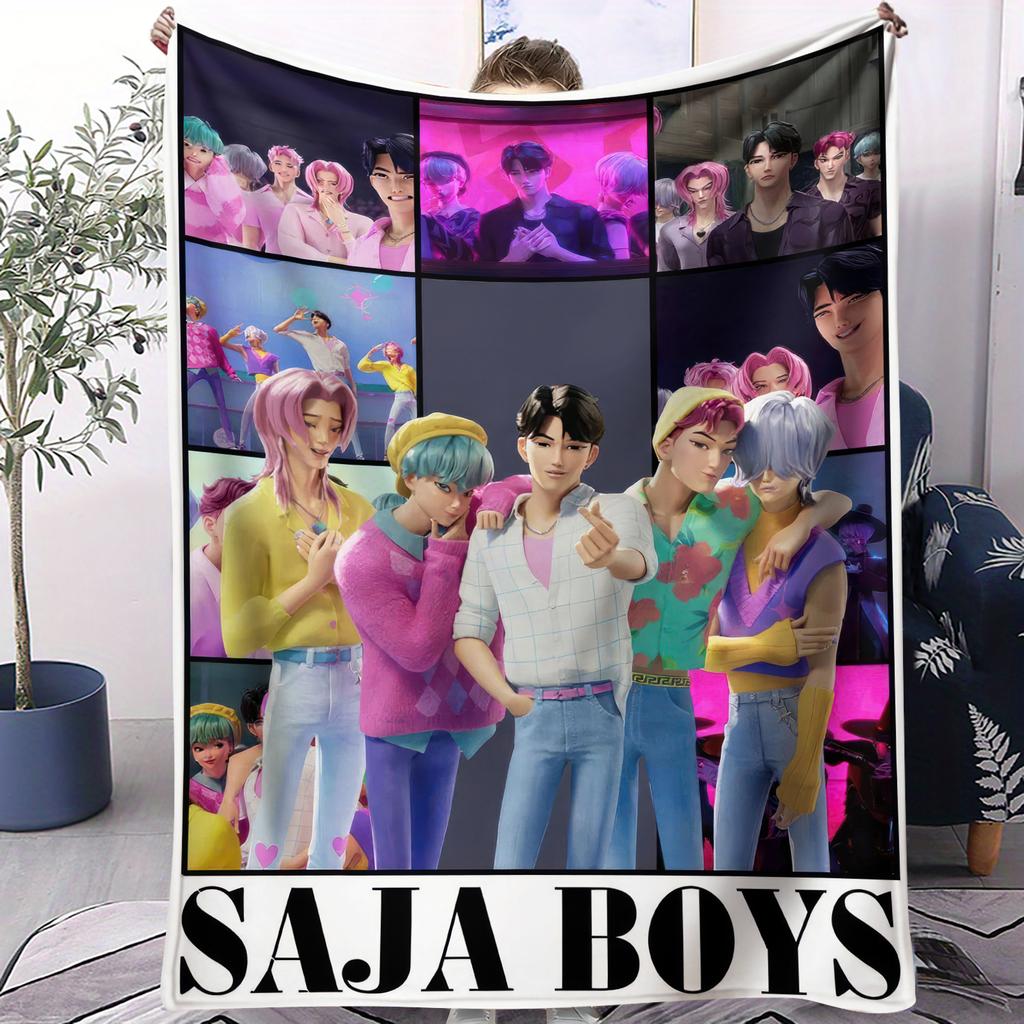 Kpop Demon Hunters Saja Boys Mystery Deken Super Warm Zacht Patroon Pluche Worpdeken Voor Meisjes Jongens Flanellen Deken