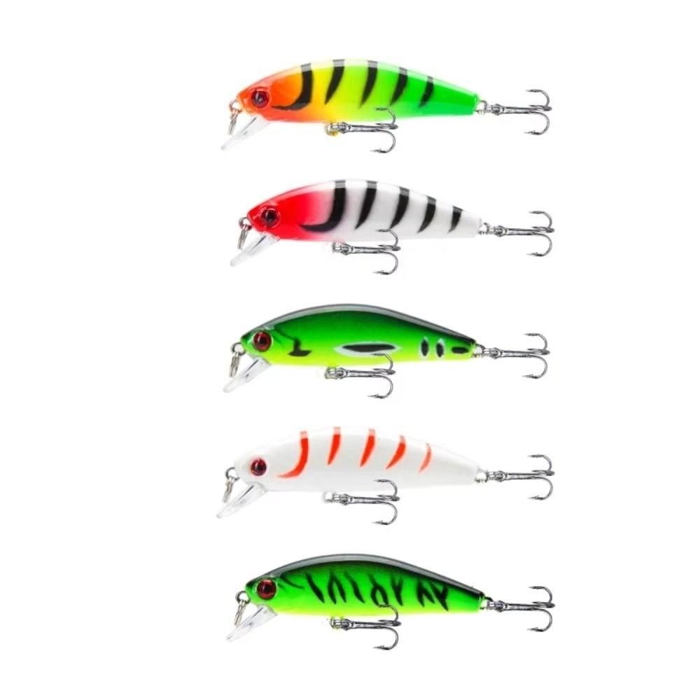5Pcs/Boxed Slow Sinking Hard Artificial Bait with 2 Trible Hook Wobbler Crankbaits Effective Bass