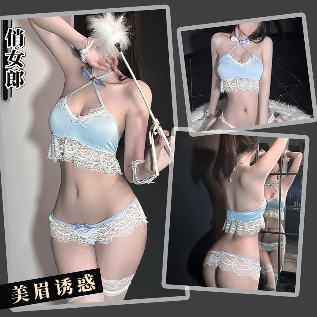 Sex Underwear Passion Seduction Set Lace Open Pearl Panties Free Three-Point Sexy Perspective Uniform