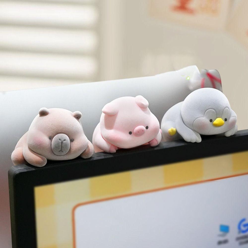 Panda Dog Computer Monitor Decoration Flocking Center Console Doll  Monitor Screen