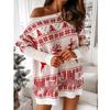 European & American Ladies' Christmas Jacquard Knit Sweater Dress – Autumn/Winter Loose Long Sleeve