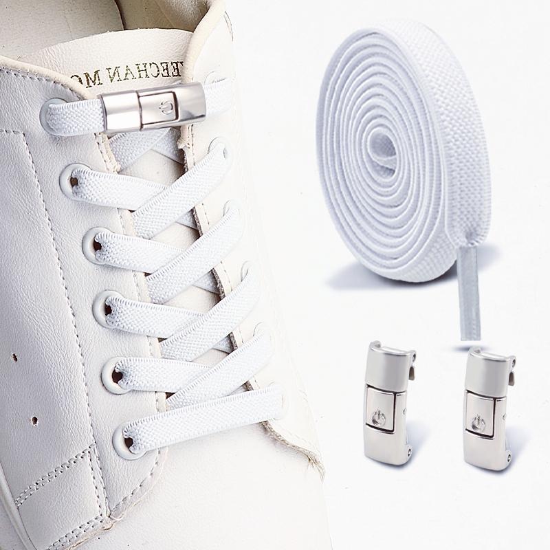Flat Elastic Shoelace for Sneakers Sport Tieless Shoe Laces Press Lock No Tie Shoelaces One Size Fit All Adult Kids 1Pair/2Pair