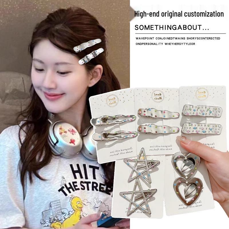 Zhao Lusi Polka Dot Metal Duckbill Hair Clip - Cute Women's Side Bangs Headdress Hairpin