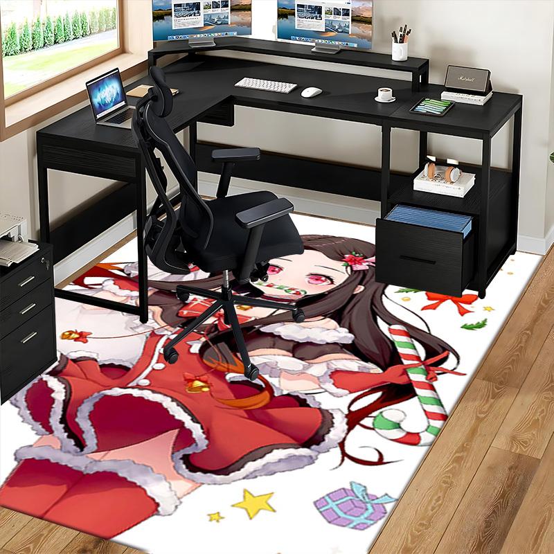 1pc Christmas Santa Claus Chair Mat - Anime Cartoon Design, Non-Slip Carpet for Office, Home Decor, Living Room, Bedroom, Game Room & Dormitory.Q044