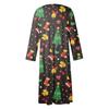 Női alkalmi kerek nyakú karácsonyi mintás midi ruha hosszú ujjú zsebes ruha